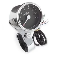 Electronic 2.5" Black Face Tachometer - Chrome