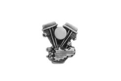 V-Twin Panhead Lapel Pin - Silver Patina
