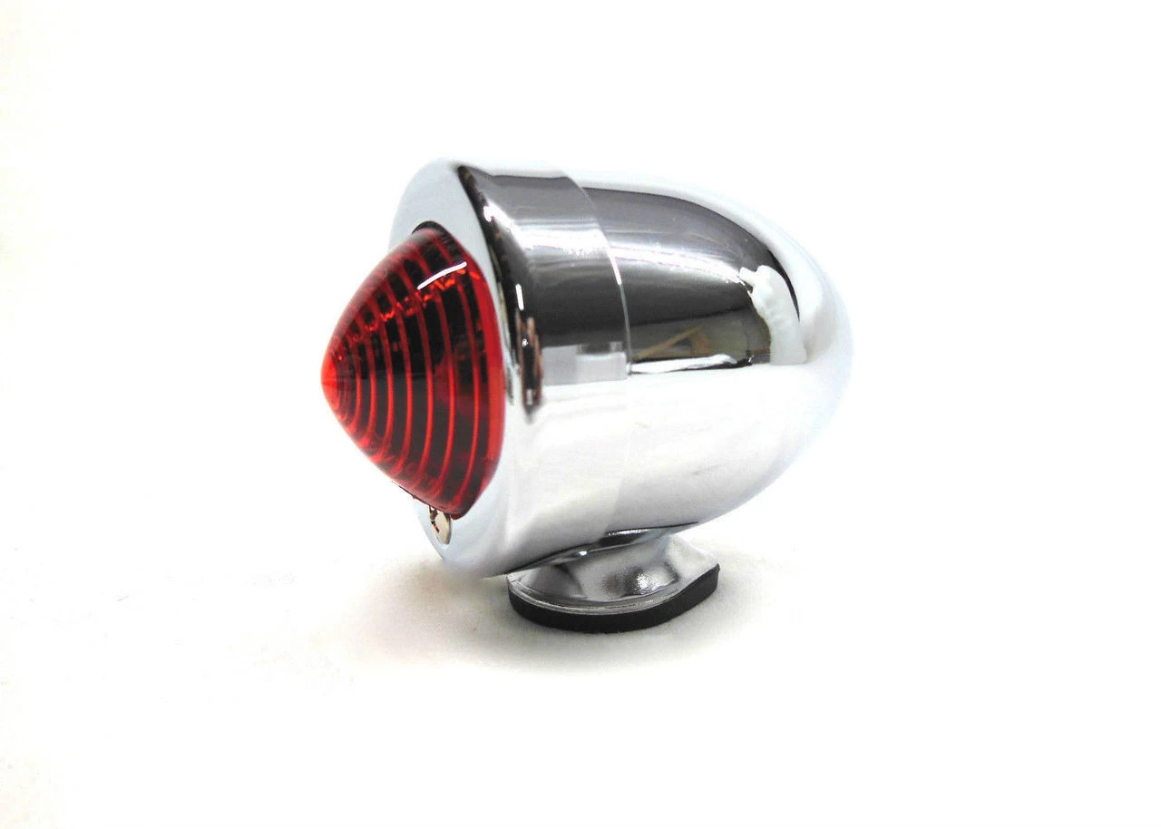 V-Twin Bullet Tail Light Marker Light - Chrome With Red Lens 1 V-Twin Bullet Tail Light Marker Light - Chrome With Red Lens