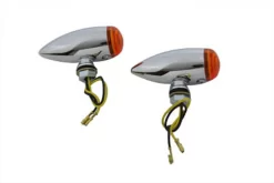 V-Twin Mini LED Speeder Turnsignals - Chrome W/ Amber Lens