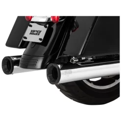 Vance & Hines - 4" Eliminator 400 Slip-On Mufflers Fits '17-'22 Touring Models - Chrome W/ Black End Caps