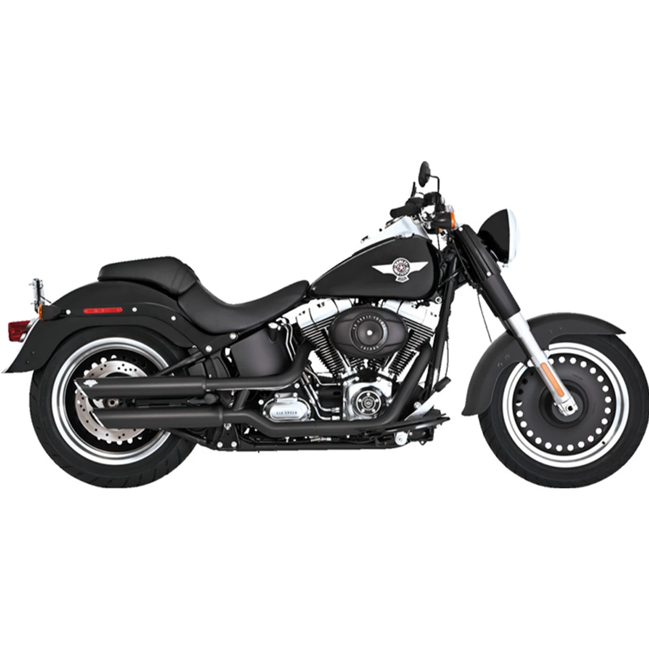 Vance & Hines - 3" Twin Slash Slip-On Mufflers Fits '07-'09 Softail Models - Black 2 Vance & Hines - 3" Twin Slash Slip-On Mufflers Fits '07-'09 Softail Models - Black - Image 2