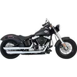 Vance & Hines - 3" Round Twin Slash Slip-On Mufflers Fits '07-'17 Softail Models (Exc. '14-'15 FLSTNSE Models) - Chrome -Next stop, Motorcycle riding. Twin Slash Slip On 1 93387.1702568816