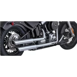 Vance & Hines - 3" Round Twin Slash Slip-On Mufflers Fits '07-'17 Softail Models (Exc. '14-'15 FLSTNSE Models) - Chrome