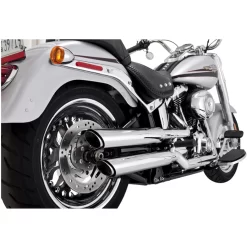 Vance & Hines - 3" Round Twin Slash Slip-On Mufflers Fits '07-'17 Softail Models (Exc. FLSTFBS Models) - Chrome