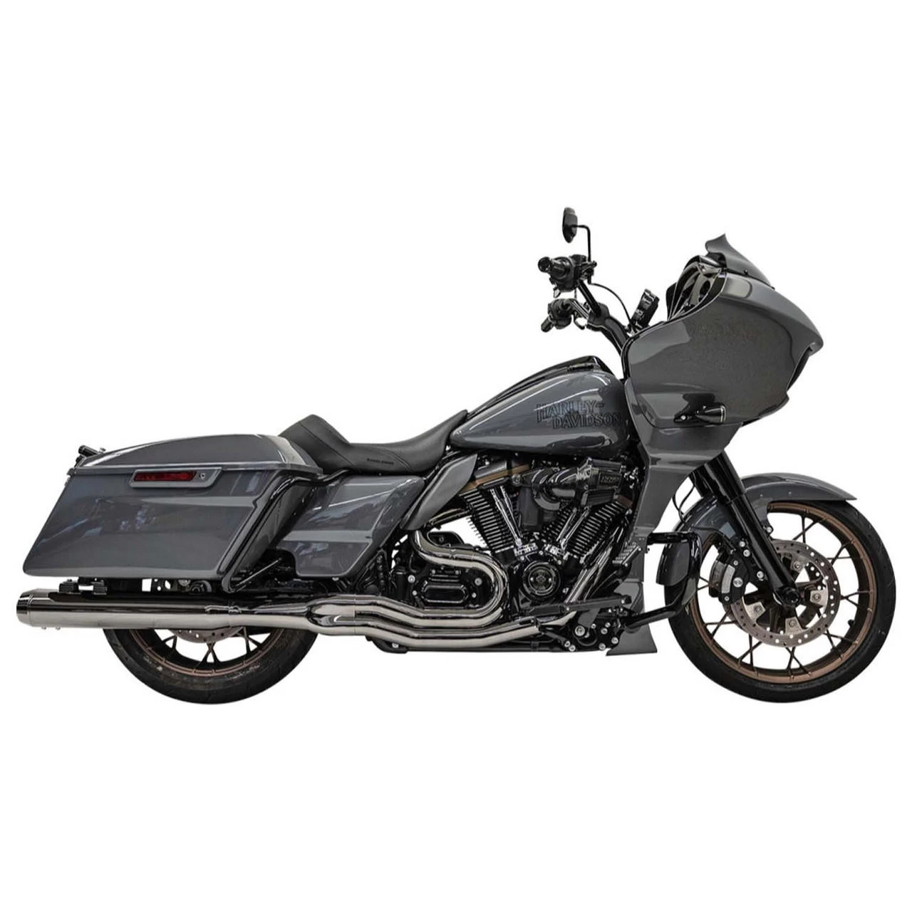 Bassani - Black Chrome Road Rage 2-Into-1 Exhaust System W/ 4" Straight Muffler Fits '17-'23 Harley Bagger Models 2 Bassani - Black Chrome Road Rage 2-Into-1 Exhaust System W/ 4" Straight Muffler Fits '17-'23 Harley Bagger Models - Image 2