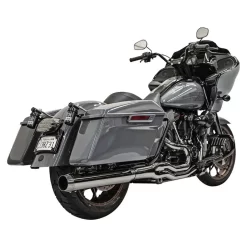 Bassani - Black Chrome Road Rage 2-Into-1 Exhaust System W/ 4" Straight Muffler Fits '17-'23 Harley Bagger Models
