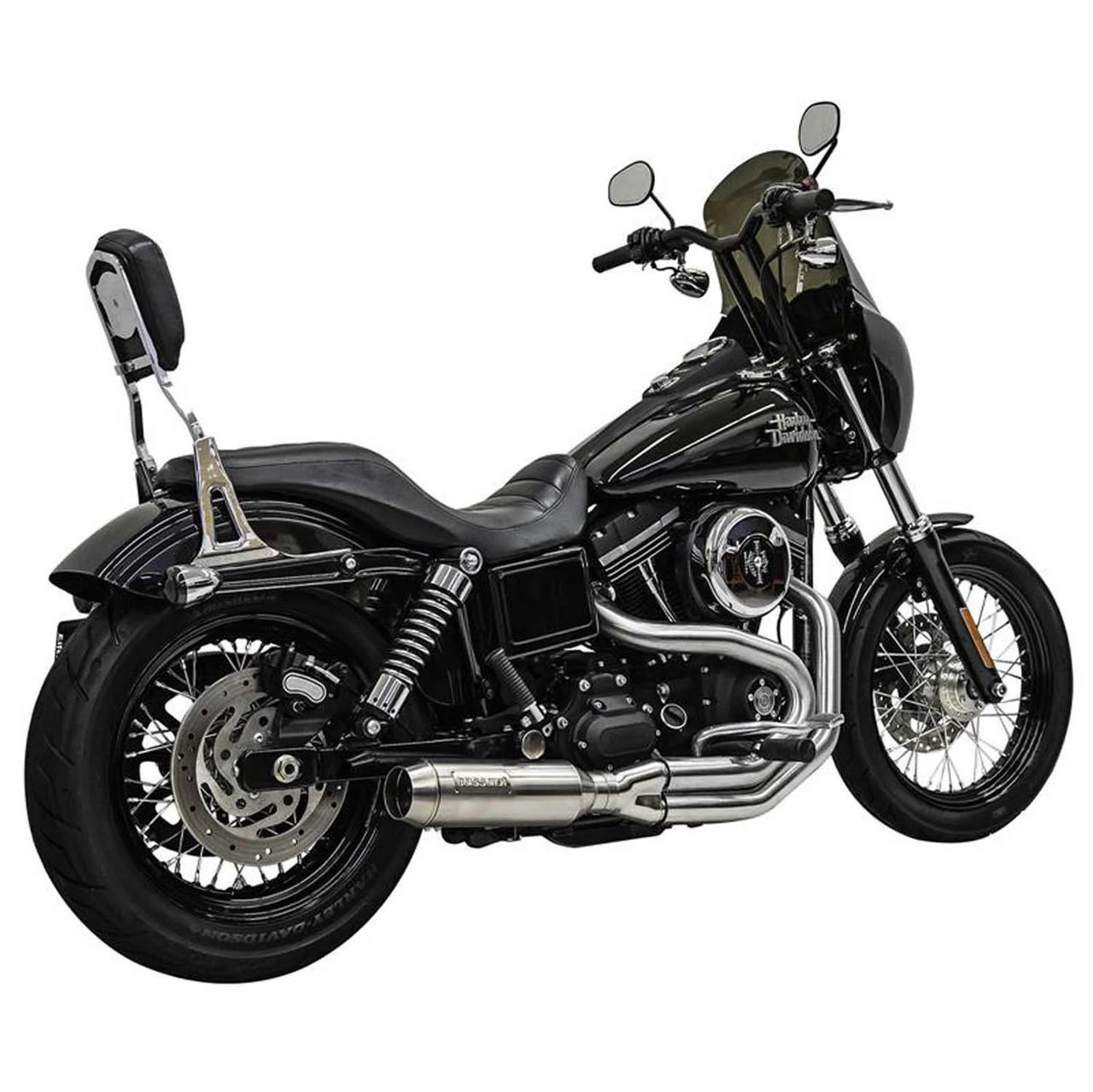Bassani - Stainless Steel Road Rage III 2-Into-1 Exhaust System W/ Super Bike Muffler Fits '91-'17 Dyna Models 2 Bassani - Stainless Steel Road Rage III 2-Into-1 Exhaust System W/ Super Bike Muffler Fits '91-'17 Dyna Models - Image 2