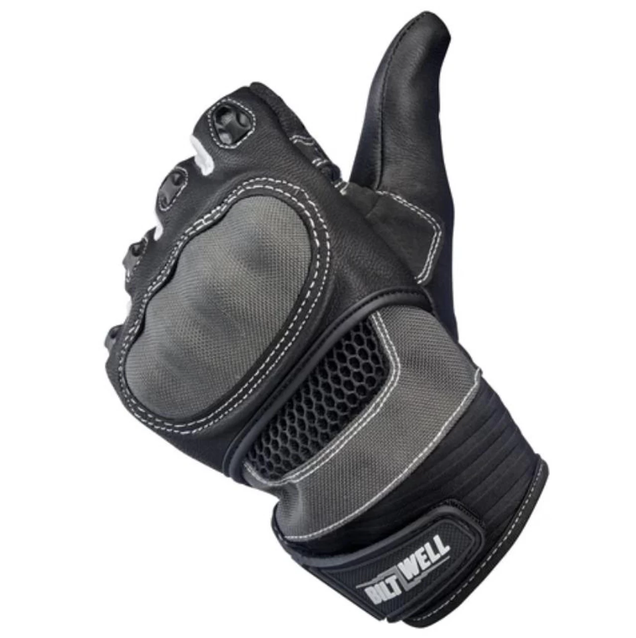 Biltwell Bridgeport Gloves - Gray/Black 5 Biltwell Bridgeport Gloves - Gray/Black - Image 5