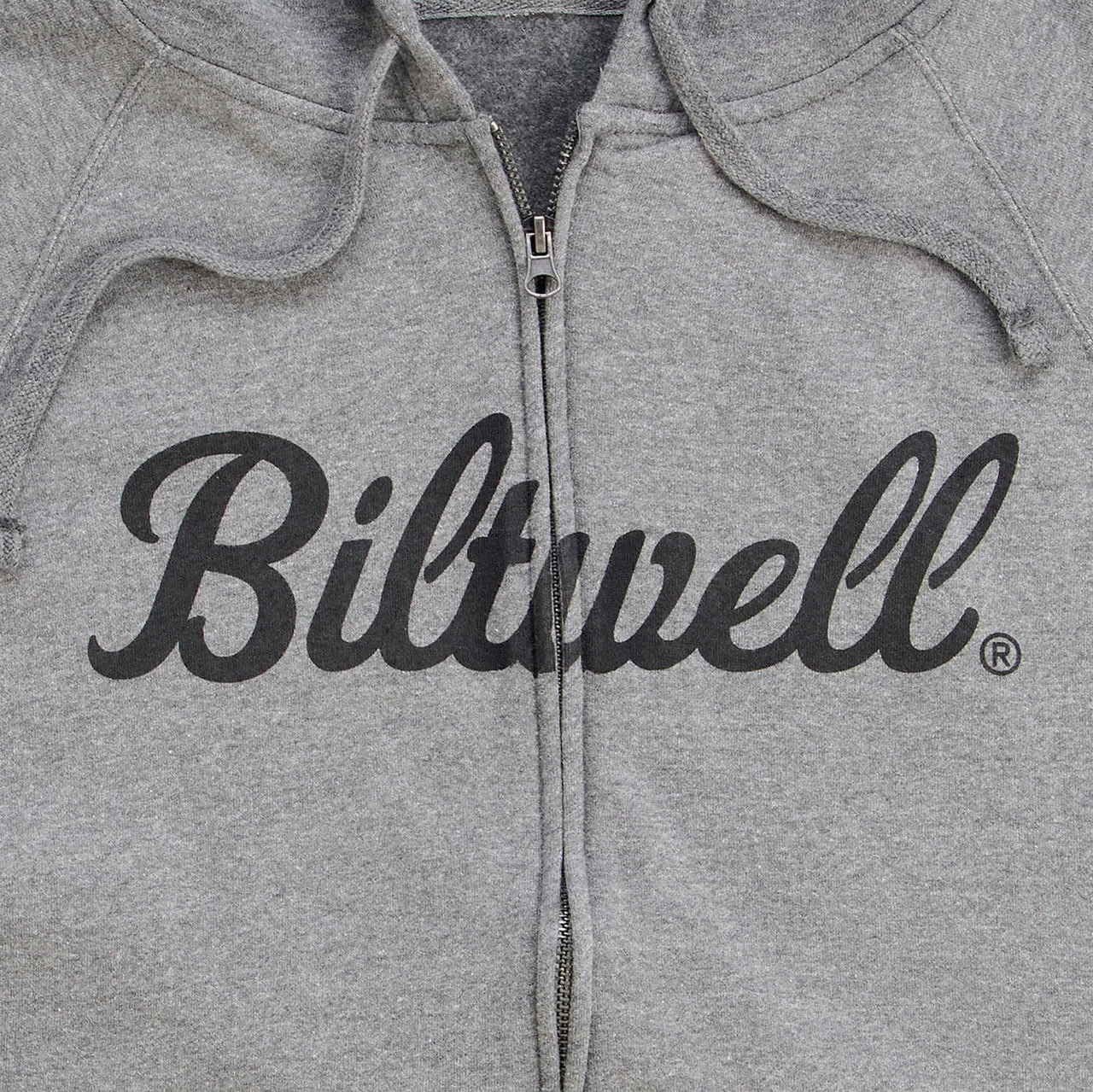 Biltwell - Script Zip-Up Raglan Hoodie - Gray 2 Biltwell - Script Zip-Up Raglan Hoodie - Gray - Image 2