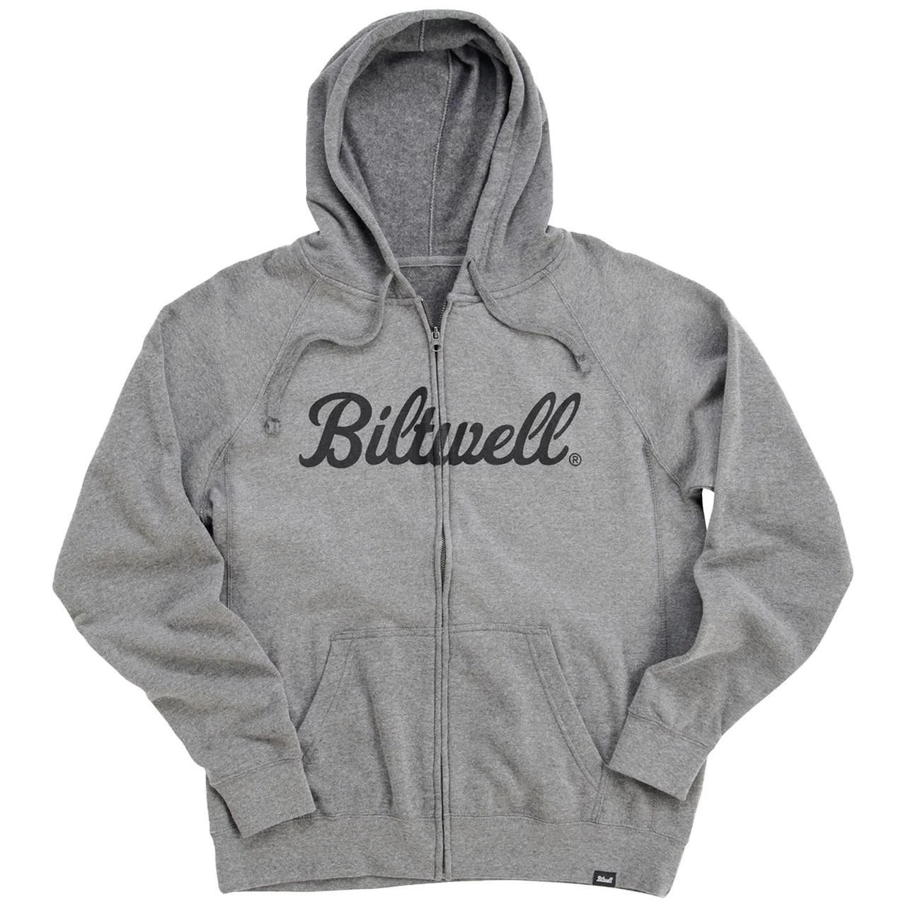 Biltwell - Script Zip-Up Raglan Hoodie - Gray 1 Biltwell - Script Zip-Up Raglan Hoodie - Gray