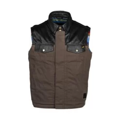 Cortech The Bandito Wet Waxed Cotton And Leather Vest - Brown (S, XL)