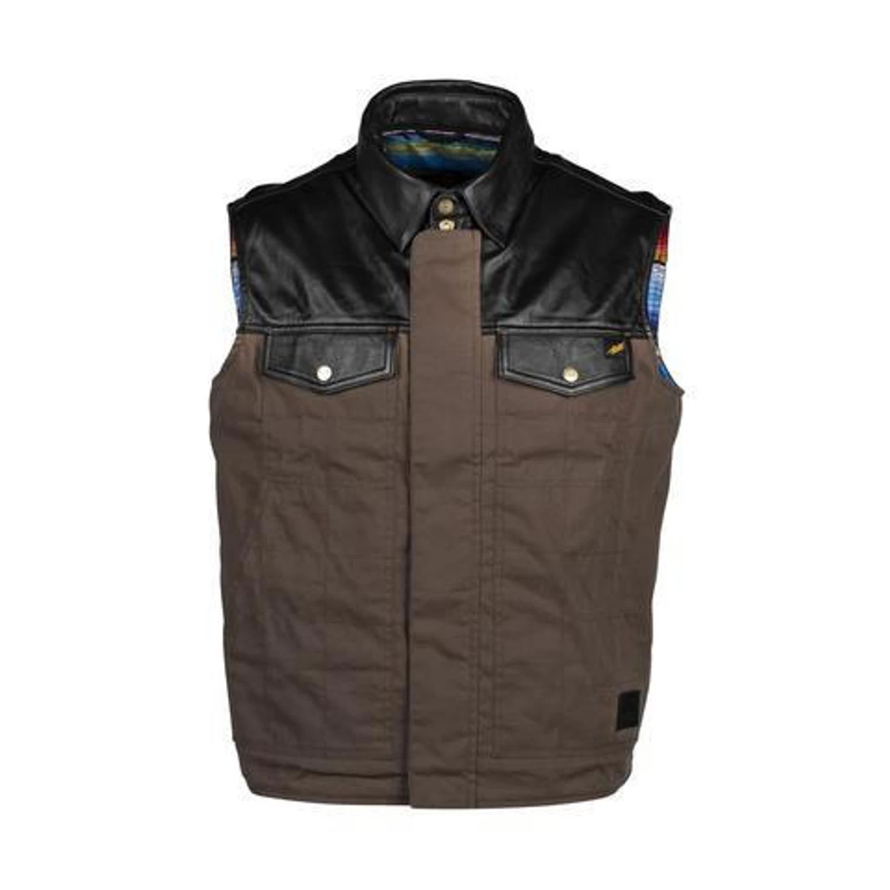 Cortech The Bandito Wet Waxed Cotton And Leather Vest - Brown (S, XL) 1 Cortech The Bandito Wet Waxed Cotton And Leather Vest - Brown (S, XL)