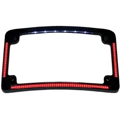 Custom Dynamics - Black Radius License Plate Frame W/ Auxiliary Red/White LEDs And Tag Illumination