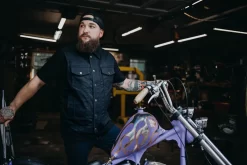 Deadbeat Customs 14 Oz. Signature Denim Vest - Collar 28 Deadbeat Customs 14 Oz. Signature Denim Vest - Collar -Next stop, Motorcycle riding. deadbeat customs 14 oz signature denim vest collar 83060.1697659083