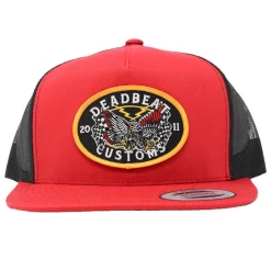 Deadbeat Customs - Finish Line Snapback Hat - Red & Black