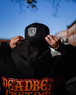 Deadbeat Customs - Forever Two Wheels Snapback Hat - Black -Next stop, Motorcycle riding. deadbeat customs forever two wheels snapback hat black 22867.1697659094