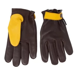 Deadbeat Customs - Ranger Deerskin Leather Gloves - Brown/ Gold