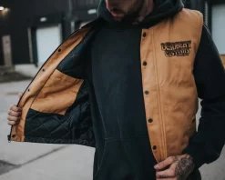 Deadbeat Customs - Ride 'Em All Work Vest - Khaki -Next stop, Motorcycle riding. deadbeat customs ride em all work vest khaki 10342.1697659153