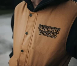 Deadbeat Customs - Ride 'Em All Work Vest - Khaki -Next stop, Motorcycle riding. deadbeat customs ride em all work vest khaki 12688.1697659153