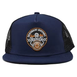 Deadbeat Customs - Skeleton Wheel Snapback Hat - Navy