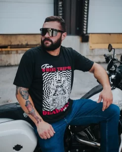 Deadbeat Customs Two Wheel Trippin' T-Shirt -Next stop, Motorcycle riding. deadbeat customs two wheel trippin t shirt 21615.1697659164