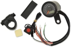 Drag Specialties - 1-7/8" Mini Electronic Speedometer W/ Indicator Lights - Gloss Black