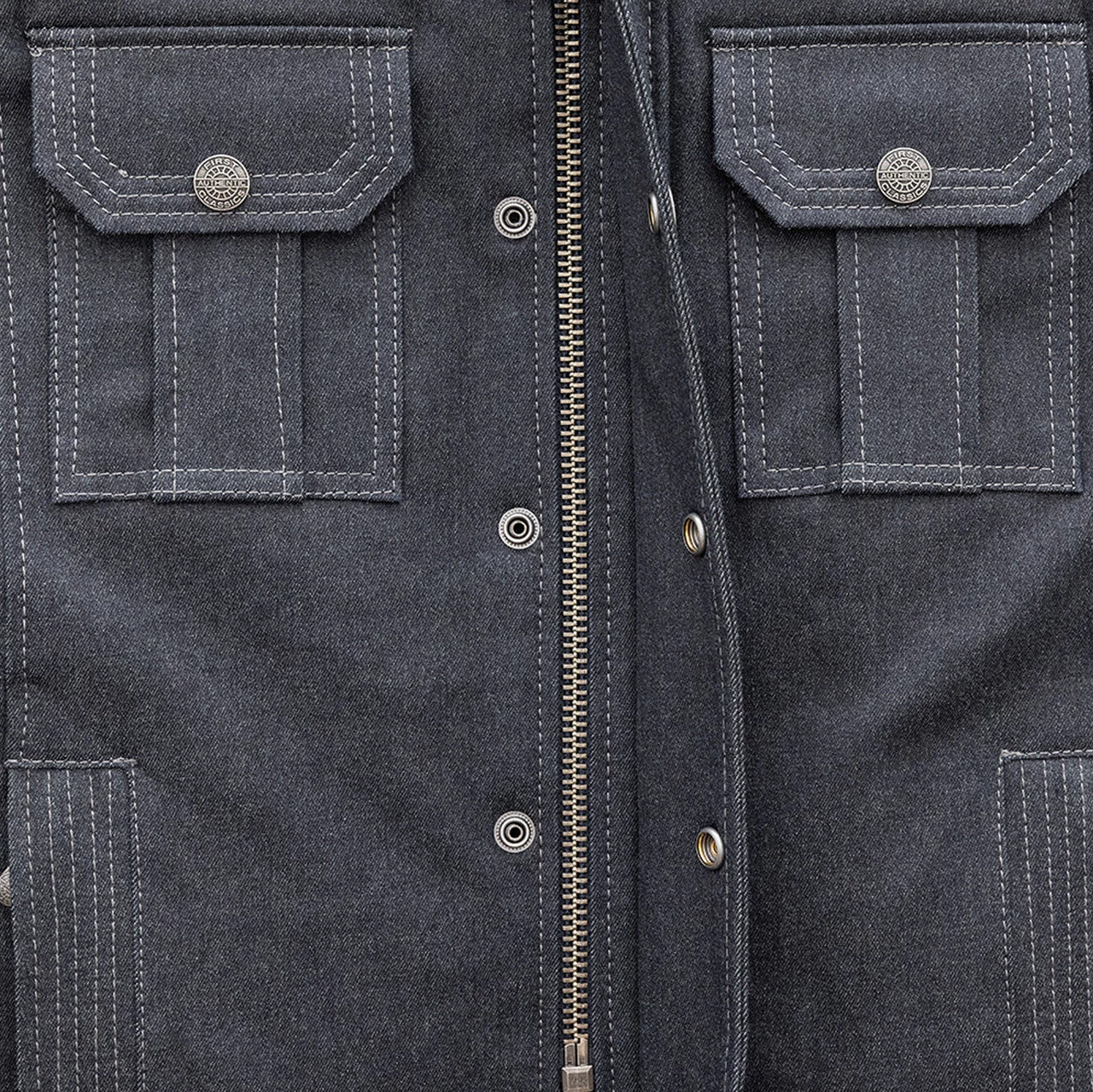 First Mfg - Men's Rowdy Thunder Denim Motorcycle Jacket 4 First Mfg - Men's Rowdy Thunder Denim Motorcycle Jacket - Image 4