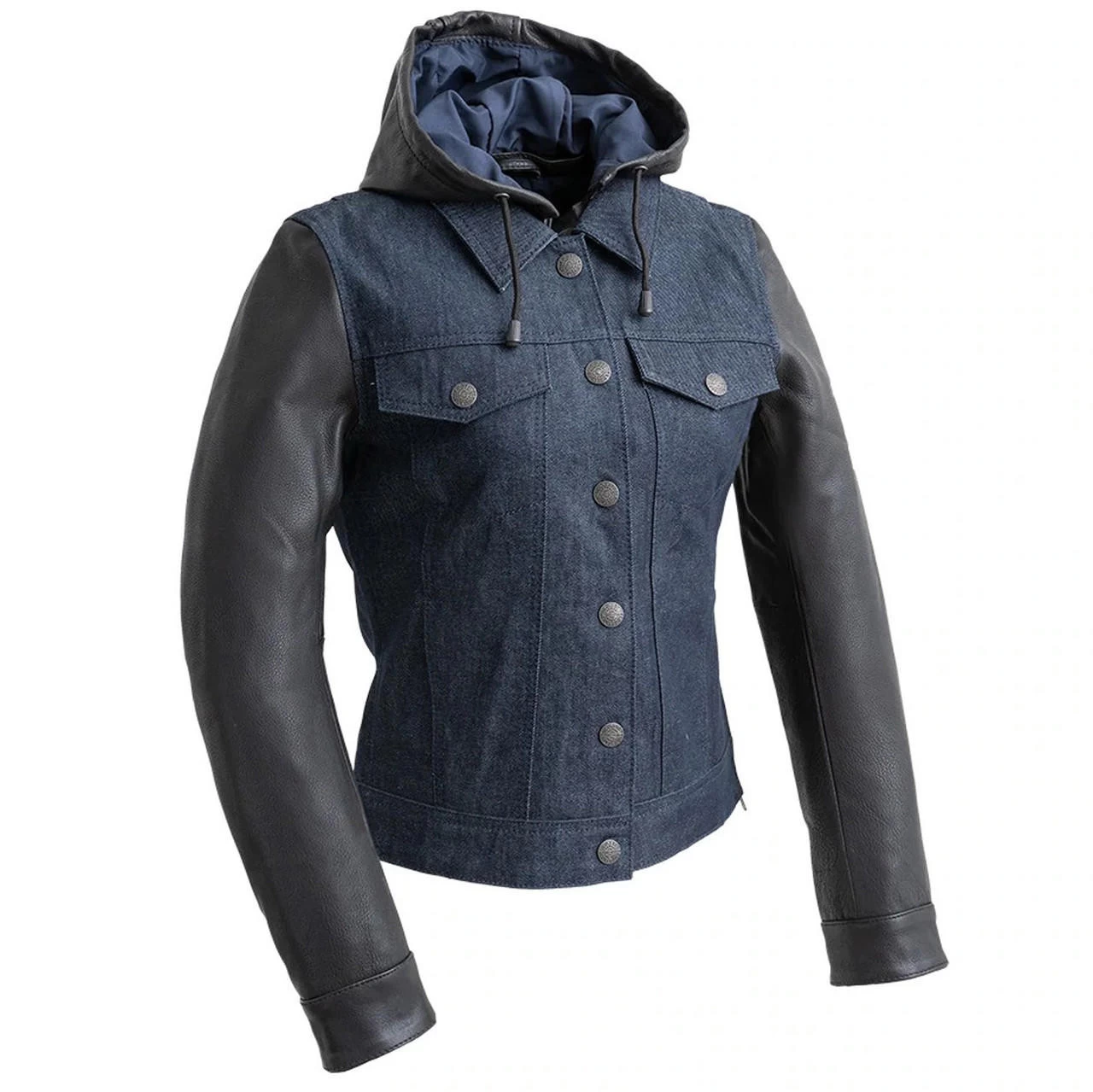 First Mfg. - Women's Holli Motorcycle Denim/Leather Jacket 1 First Mfg. - Women's Holli Motorcycle Denim/Leather Jacket