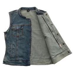 First Mfg - Women's Lexy Denim Vest -Next stop, Motorcycle riding. first mfg womens lexy denim vest 62104.1690483073