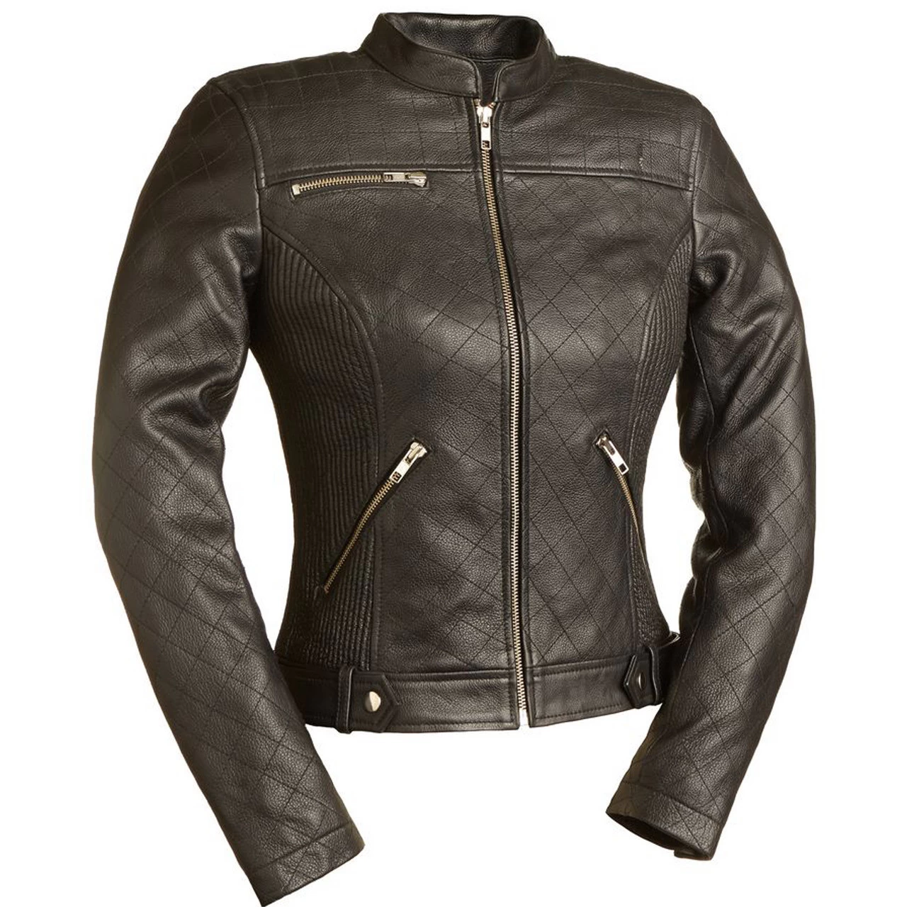 First Mfg. - Women's Queen Of Diamonds Motorcycle Leather Jacket - Black/ XL (Open Box) 1 First Mfg. - Women's Queen Of Diamonds Motorcycle Leather Jacket - Black/ XL (Open Box)