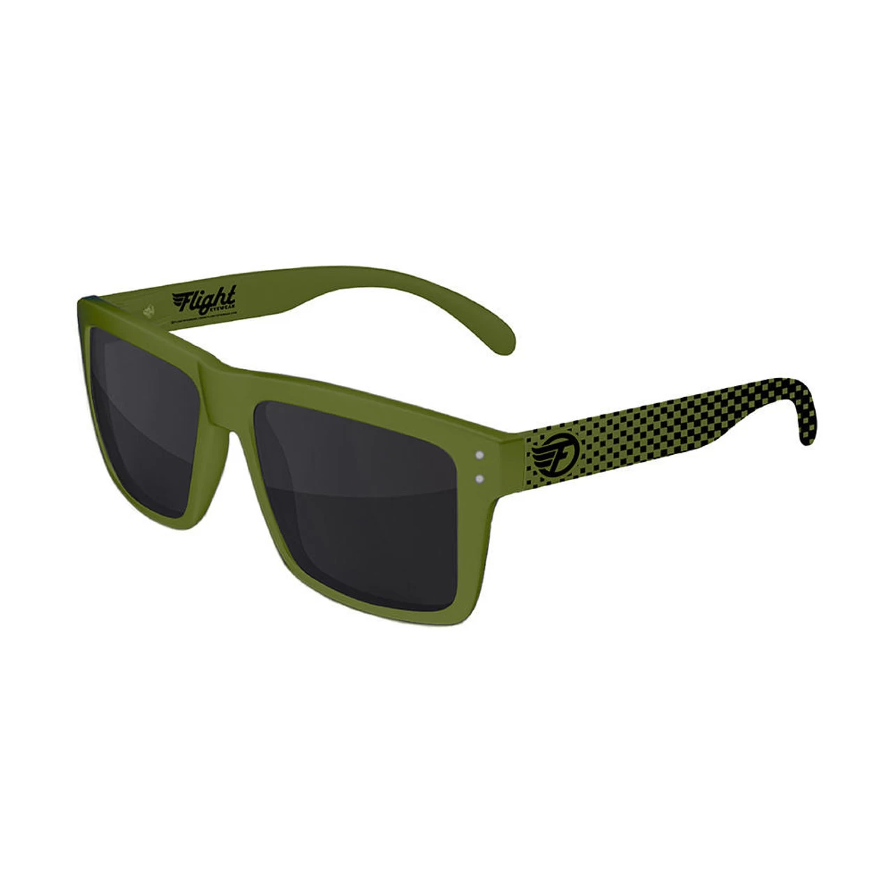 Flight Eyewear Benny V2 Square Sunglasses - OD Green Checkers 2 Flight Eyewear Benny V2 Square Sunglasses - OD Green Checkers - Image 2