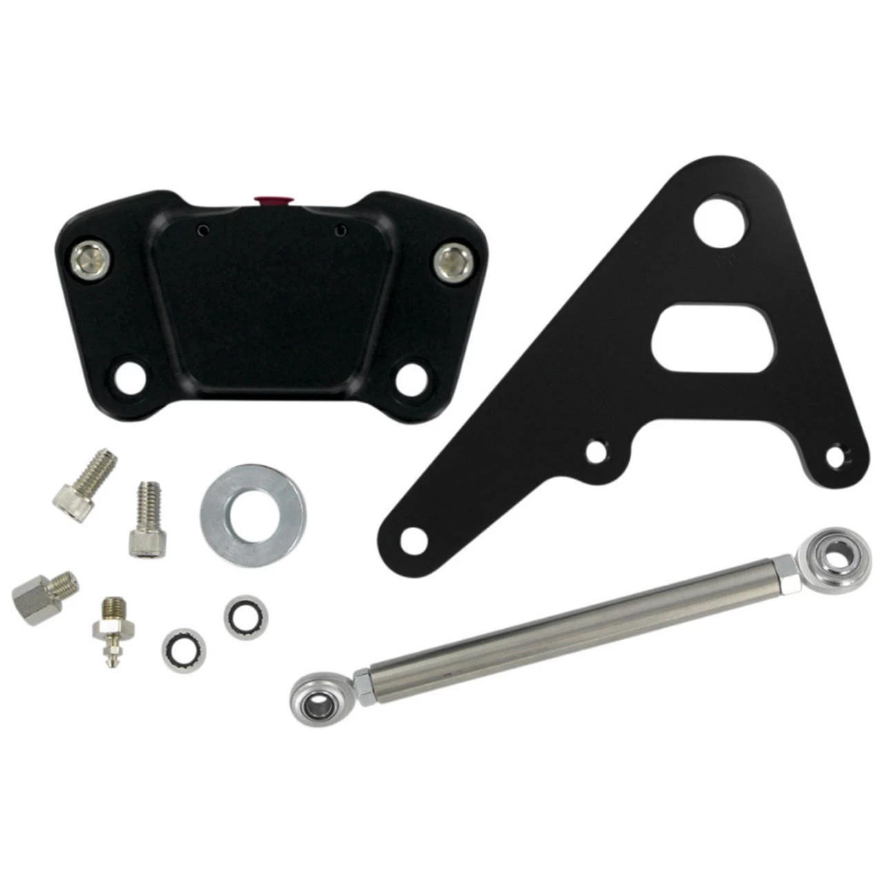 GMA - Smooth Black 2-Piston Custom Rear A-Caliper Fits Big Twin Rigid Frames W/ 10" Rotor, Includes Linkage Rod 1 GMA - Smooth Black 2-Piston Custom Rear A-Caliper Fits Big Twin Rigid Frames W/ 10" Rotor, Includes Linkage Rod