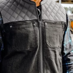 Icon - Men's Chamonix™ Denim Vest -Next stop, Motorcycle riding. icon mens chamonix denim vest 18668.1690481350