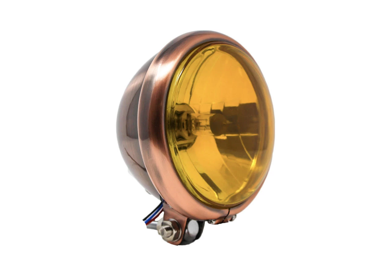 Motorcycle Supply Co. 5.75" Yellow Lens Copper Headlight 1 Motorcycle Supply Co. 5.75" Yellow Lens Copper Headlight