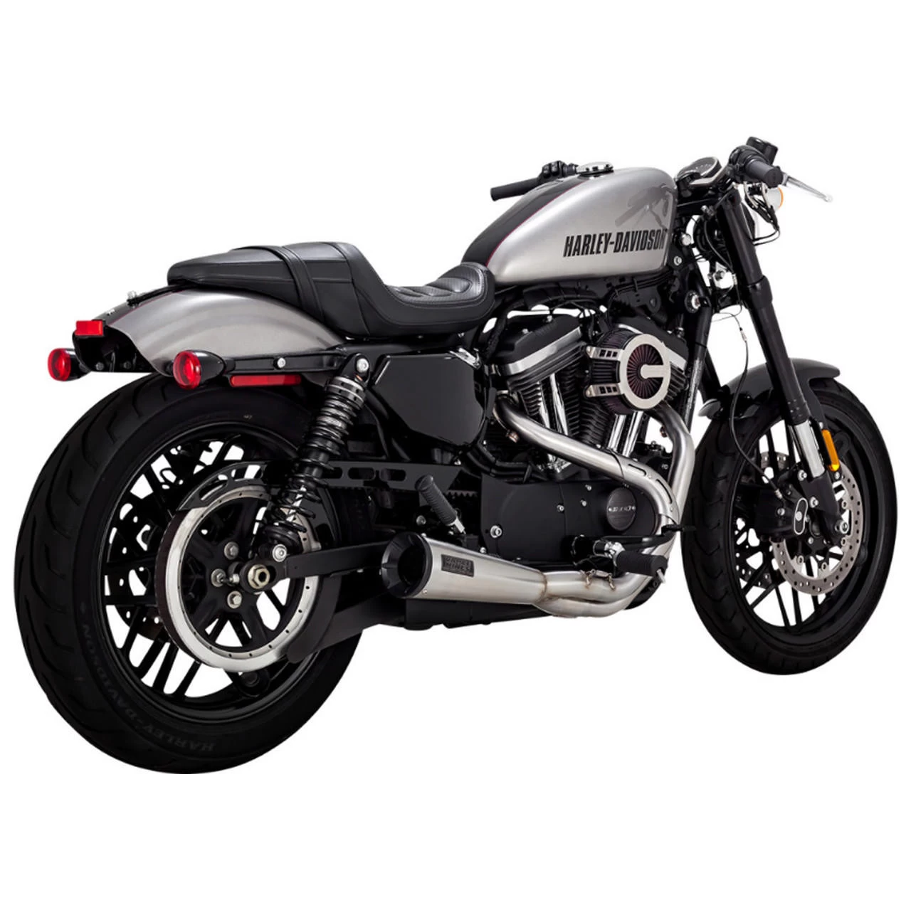 Vance And Hines - Brushed Stainless Steel 2-Into-1 Upsweep Exhaust System Fits '14 & Up Sportster Models 1 Vance And Hines - Brushed Stainless Steel 2-Into-1 Upsweep Exhaust System Fits '14 & Up Sportster Models