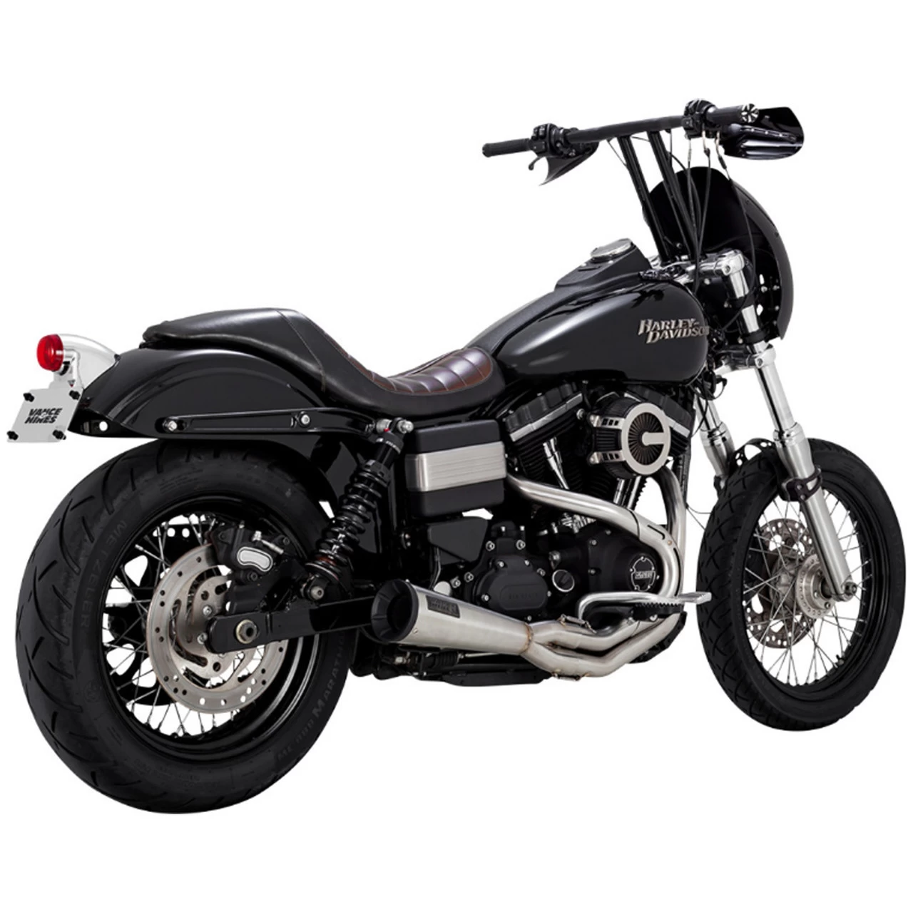 Vance And Hines - Brushed Stainless Steel 2-Into-1 Upsweep Exhaust System Fits '91-'17 Dyna Models 1 Vance And Hines - Brushed Stainless Steel 2-Into-1 Upsweep Exhaust System Fits '91-'17 Dyna Models