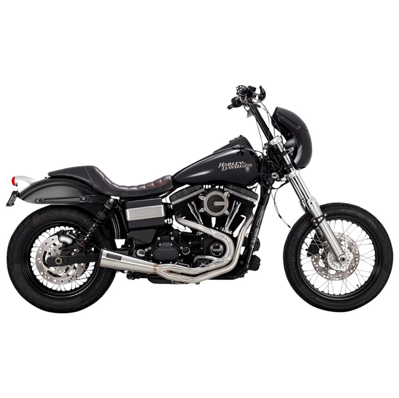 Vance And Hines - Brushed Stainless Steel 2-Into-1 Upsweep Exhaust System Fits '91-'17 Dyna Models 2 Vance And Hines - Brushed Stainless Steel 2-Into-1 Upsweep Exhaust System Fits '91-'17 Dyna Models - Image 2